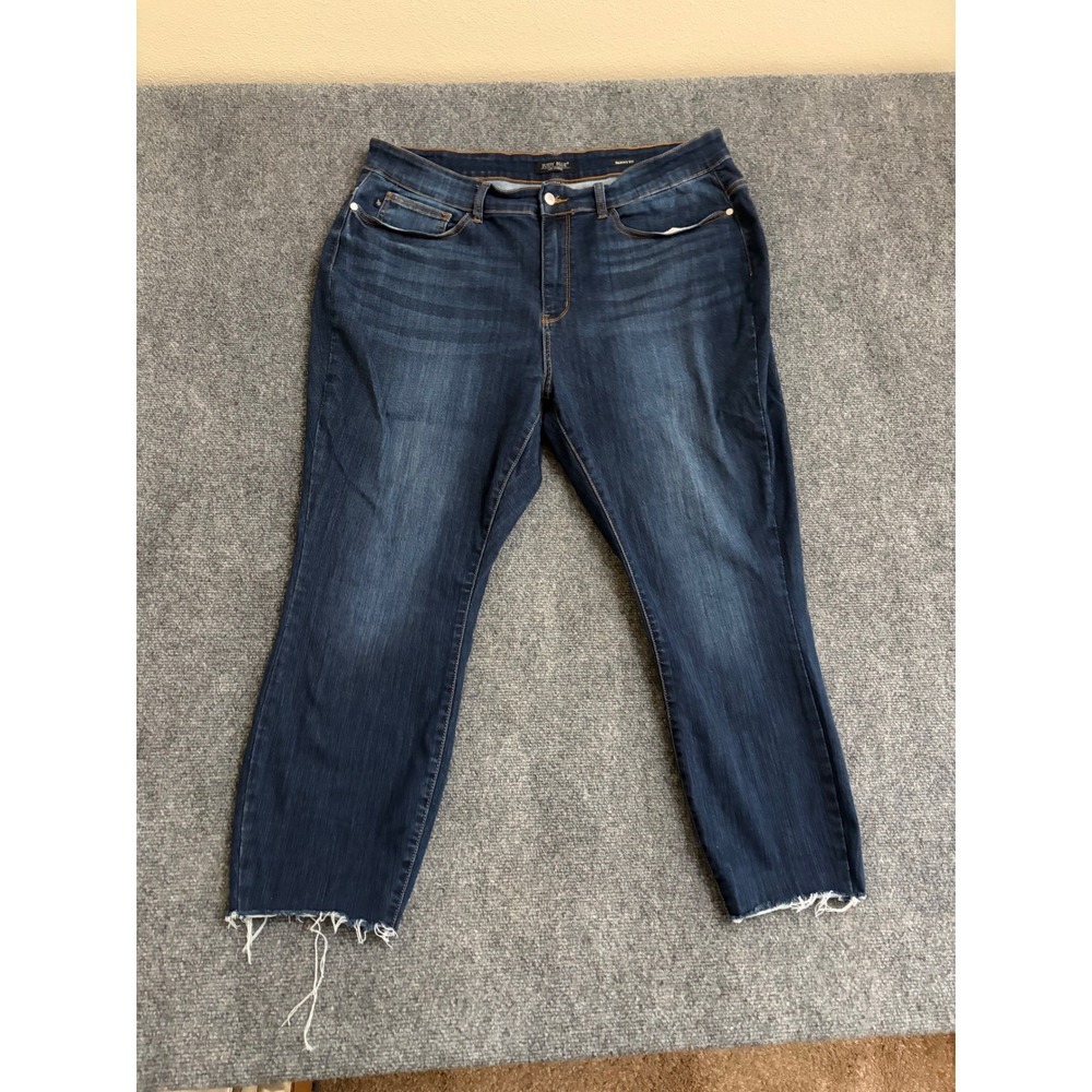 Judy Blue Skinny Fit Jeans Womens 22W Dark Wash Raw Hem Stretch JB82201DK-PL